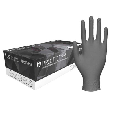 PRO.TECT Black Chemical-Resistant Disposable Nitrile Gloves